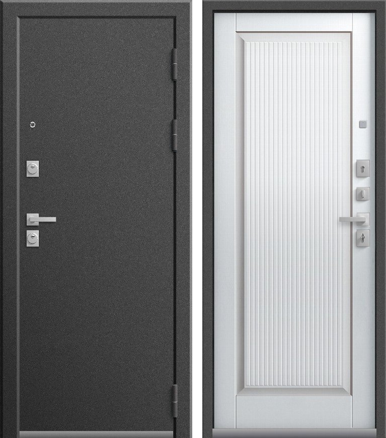 Входная дверь Люкс-7 Пепельный муар + Кашемир белый
