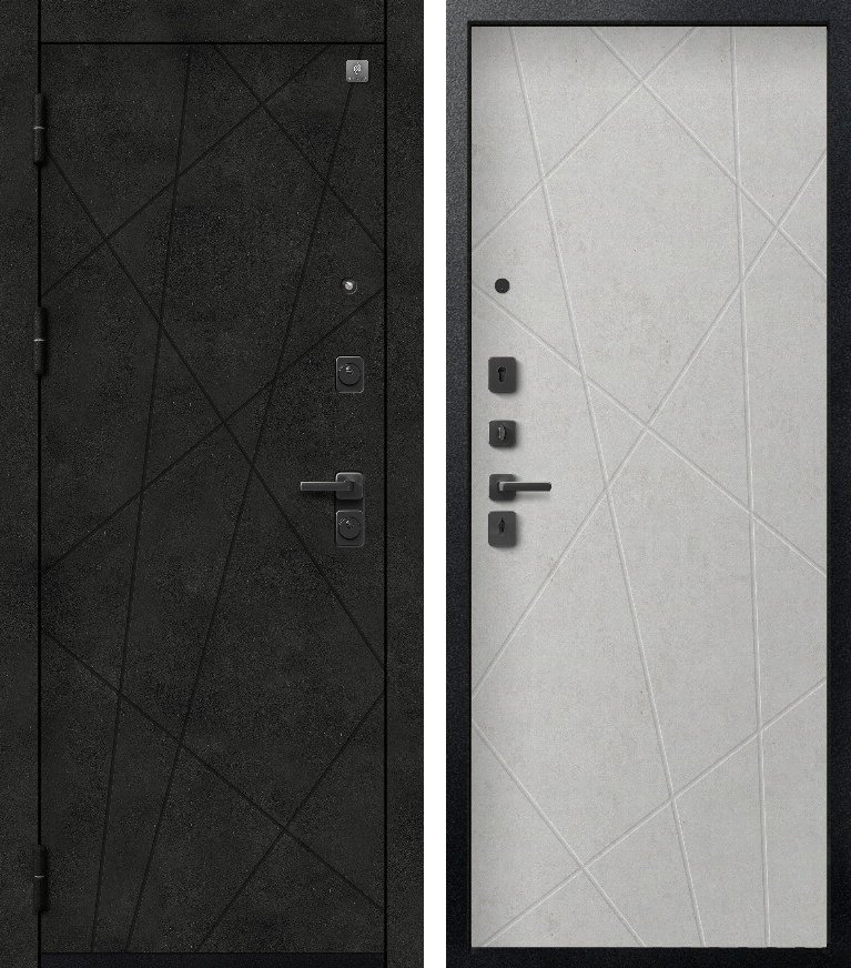 Входная дверь В-16 Черный муар + бетон темный + Бетон светлый