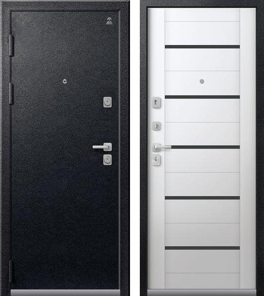 Входная дверь для квартиры C-107 Черный муар + Сноу (860х2050, лев.)