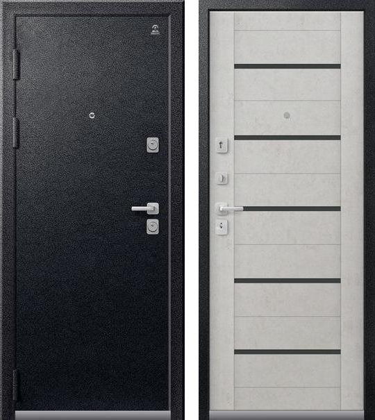 Входная дверь C-107 Черный муар + Бетон светлый