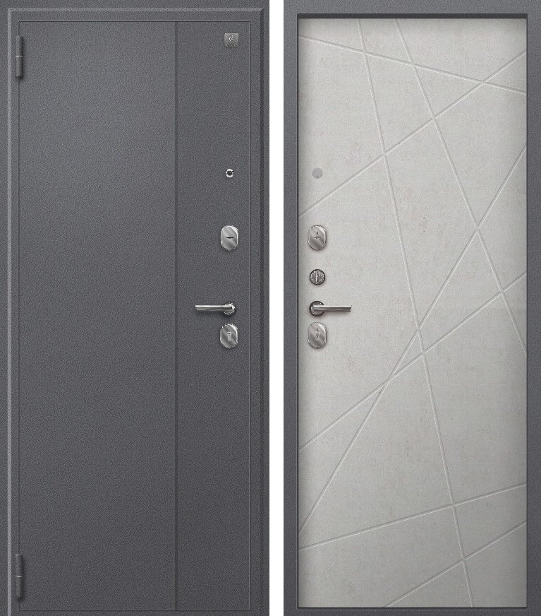 Входная дверь A-03 (2026) Серый букле + Бетон светлый