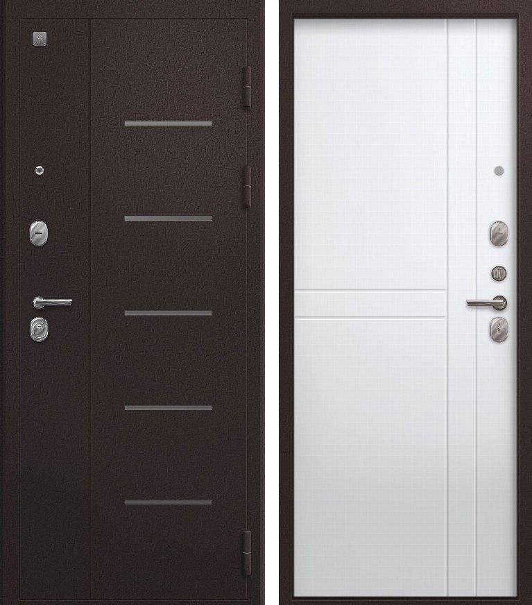 Входная дверь для квартиры В-06 Букле шоколад + Белый (860х2050, прав.)