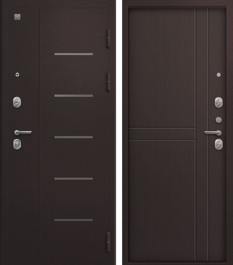 Входная дверь для квартиры В-06 Букле шоколад + Лиственница темная (960х2050, прав.)