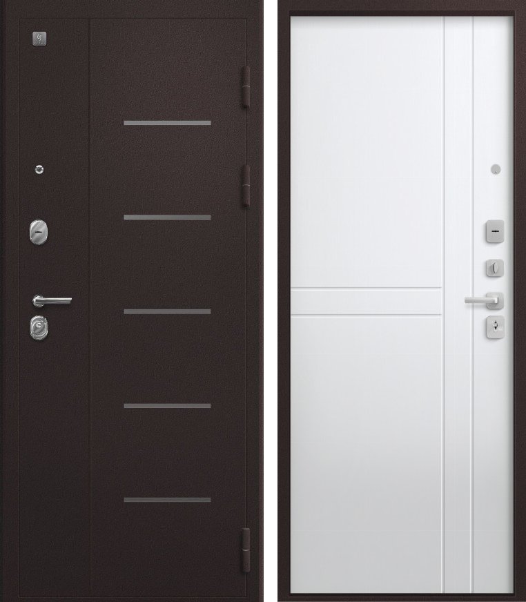 Входная дверь В-06 (2026) Букле шоколад + Кашемир белый
