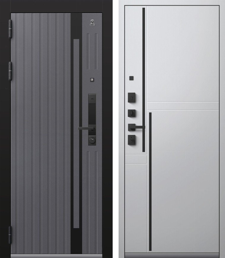 Входная дверь для квартиры C-109 (2026) Черный муар+Кашемир графит + Кашемир белый (860х2050, лев.)