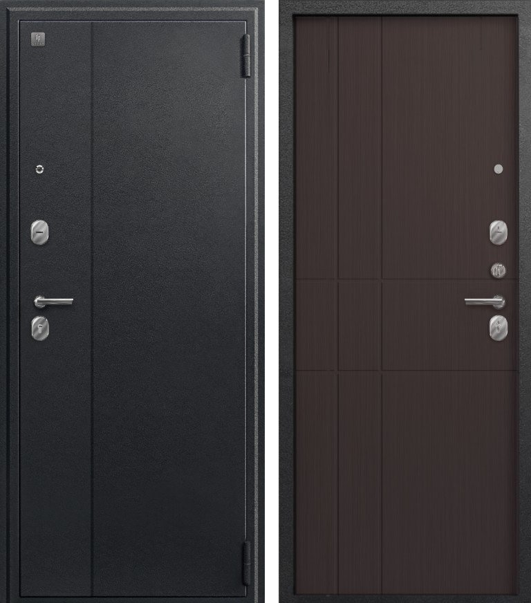 Входная дверь A-02 Черный сатин + Лиственница темная