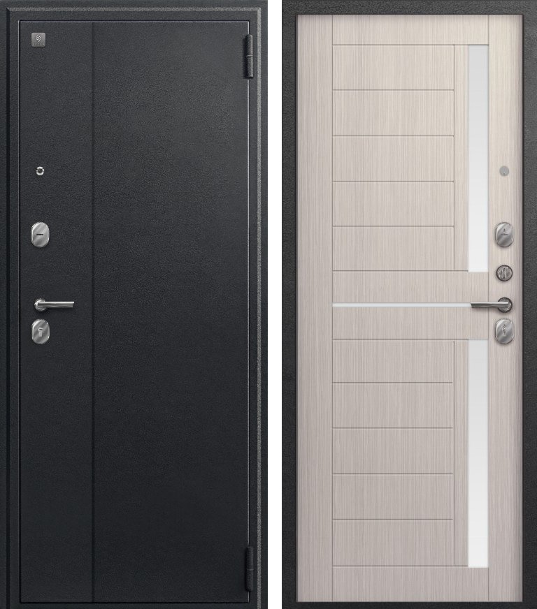 Входная дверь A-01 Черный сатин + Капучино 3Д