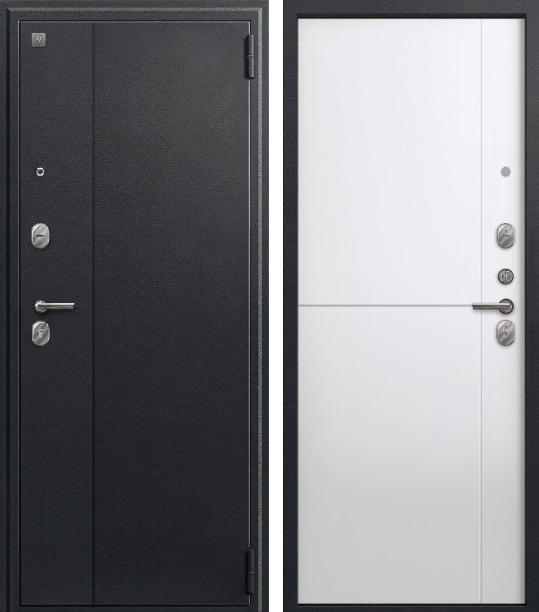 Входная дверь A-05 Черный сатин + Кашемир белый