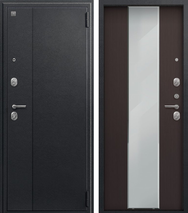 Входная дверь A-04 Черный сатин + Темная лиственница