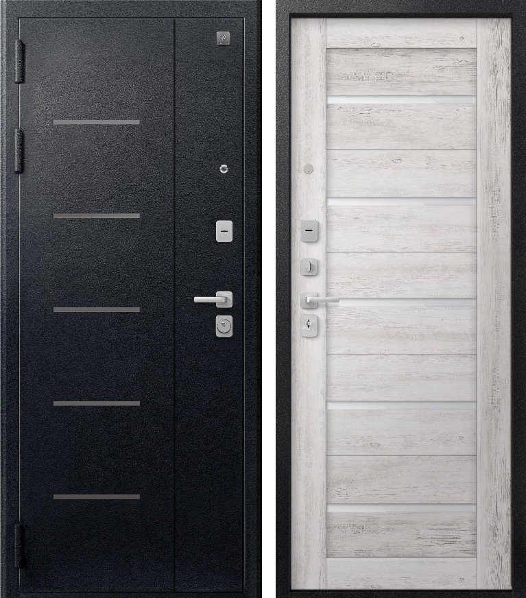 Входная дверь для квартиры В-05 (2026) Черный муар + Дуб пепельный (960х2050, лев.)
