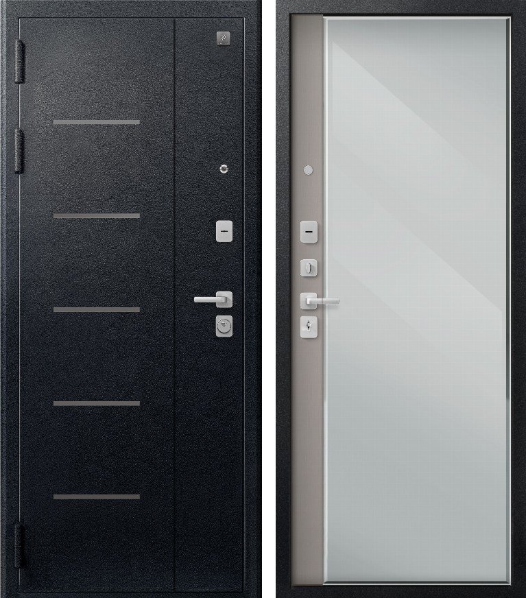 Входная дверь для квартиры В-04 (2026) Черный муар + Кашемир грей (860х2050, лев.)