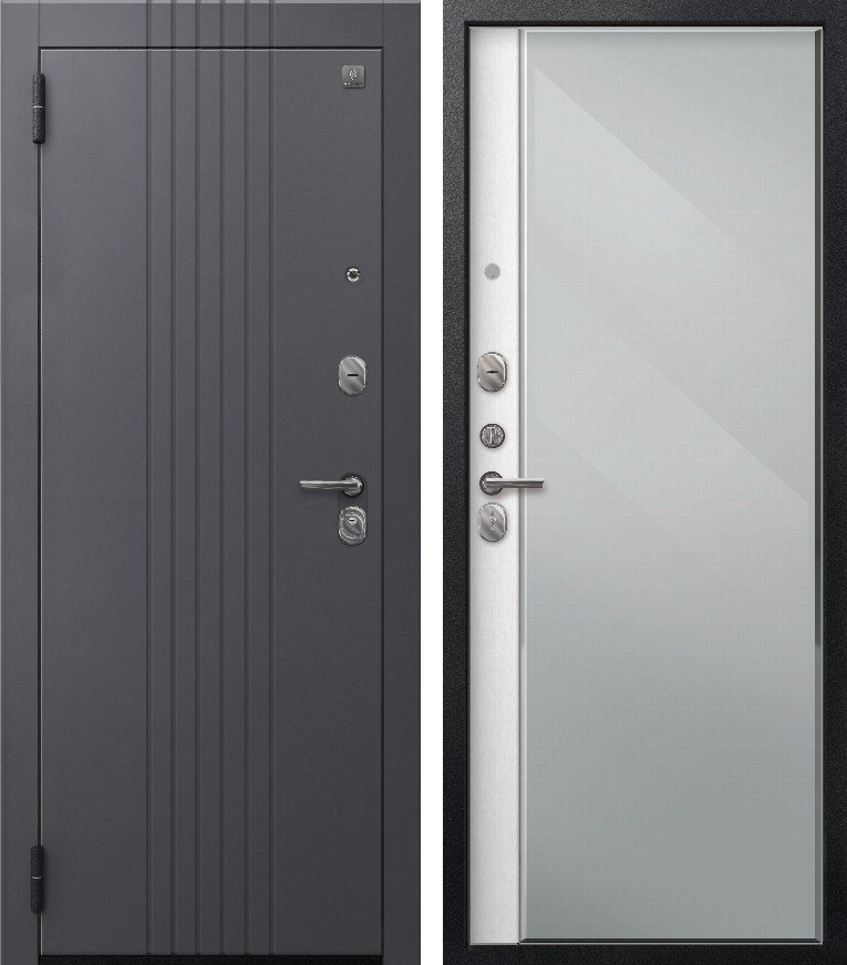 Входная дверь A-12/1 (2026) Черный муар+Кашемир графит + Софт ясень белый