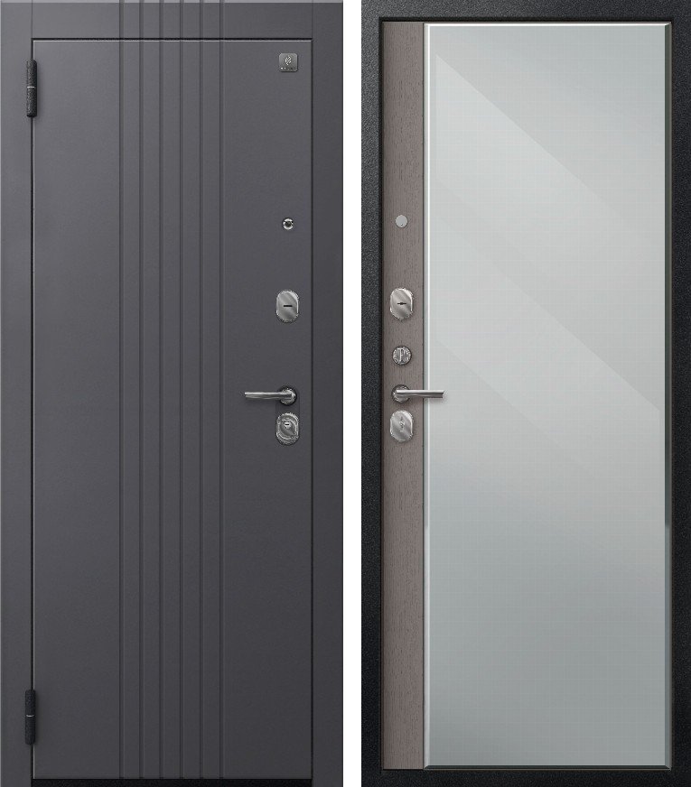 Входная дверь A-12/1 (2026) Черный муар+Кашемир графит + Софт ясень грей