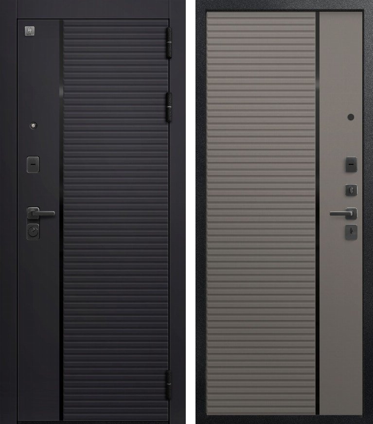 Входная дверь В-14 (2026) Черный муар+Черный кварц + Кашемир базальт
