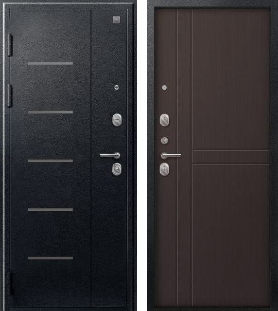 Входная дверь для квартиры В-06 Черный муар + Лиственница темная (860х2050, лев.)