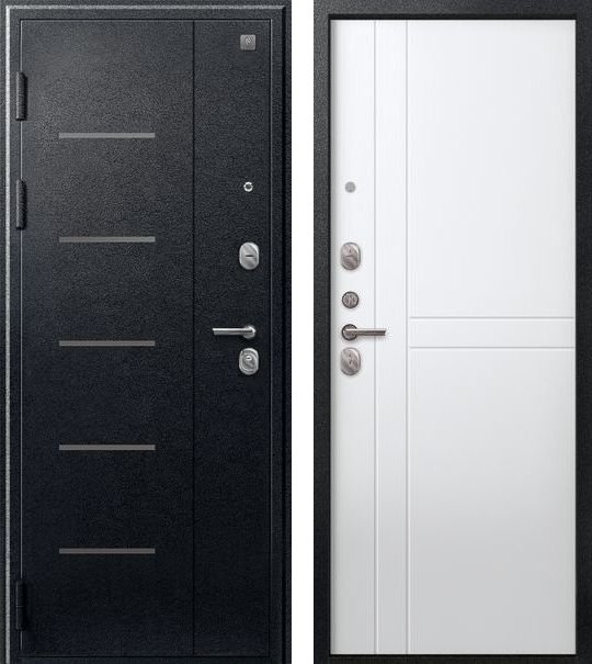 Входная дверь для квартиры В-06 Черный муар + Белый (960х2050, прав.)