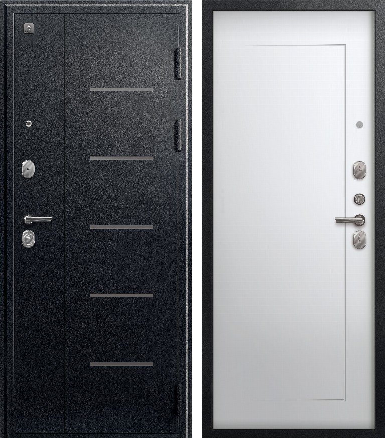 Входная дверь для квартиры В-03 Черный муар + Кашемир белый (960х2050, прав.)