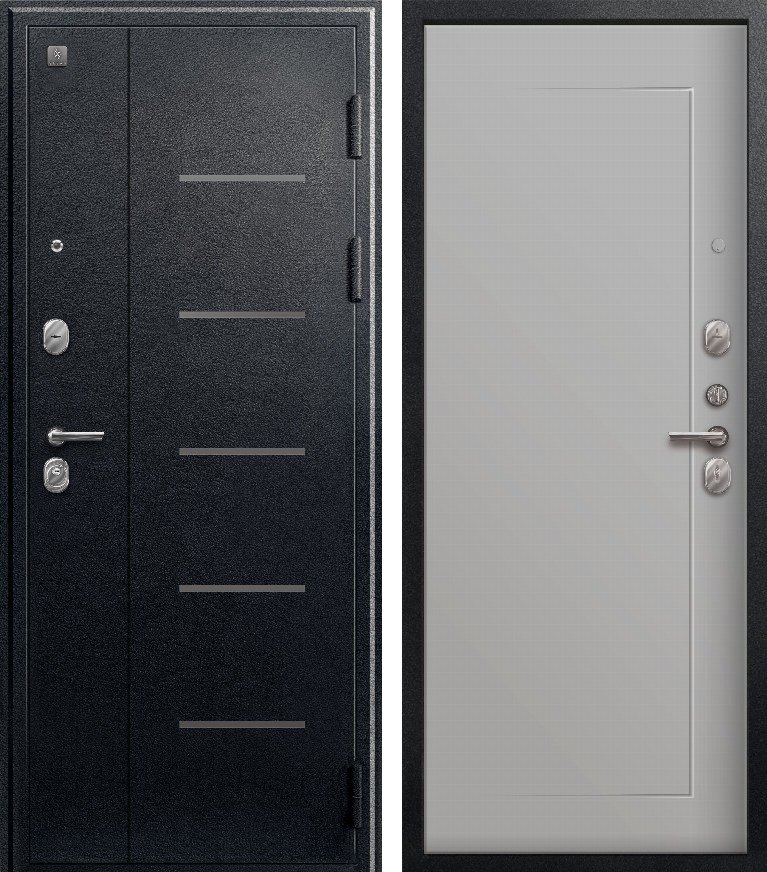 Входная дверь для квартиры В-03 Черный муар + Кашемир сильвер (960х2050, прав.)