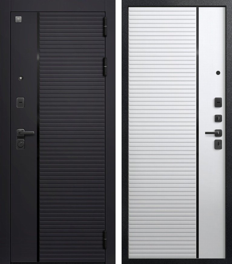 Входная дверь для квартиры В-14 Черный кварц + Кашемир белый (960х2050, прав.)