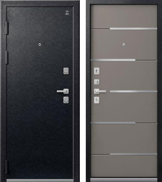 Входная дверь для квартиры C-108 Черный муар + Базальт (860х2050, лев.)