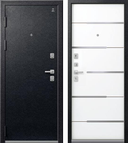 Входная дверь для квартиры C-108 Черный муар + Белый (860х2050, лев.)