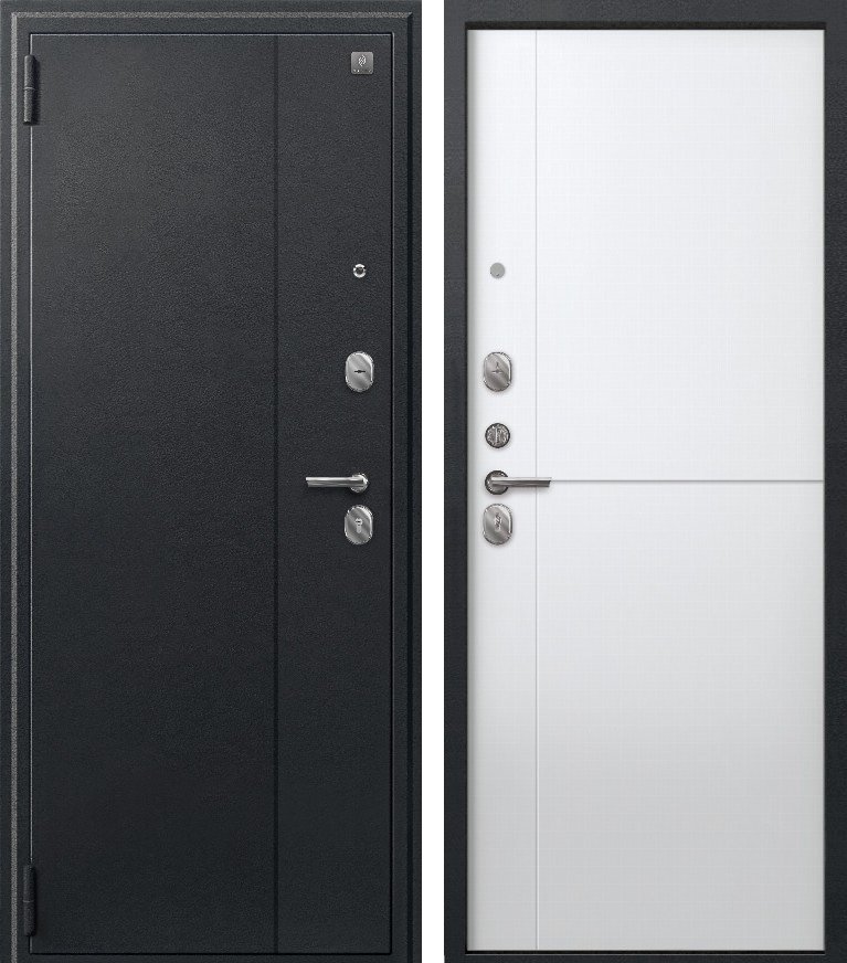 Входная дверь для квартиры A-05 (2026) Черный сатин + Кашемир белый (860х2050, лев.)