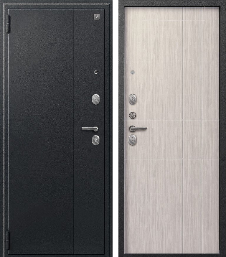 Входная дверь для квартиры A-02 (2026) Черный сатин + Капучино 3Д (860х2050, лев.)