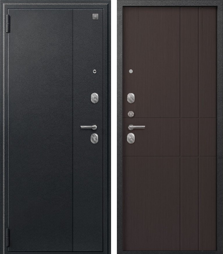 Входная дверь A-02 (2026) Черный сатин + Лиственница темная