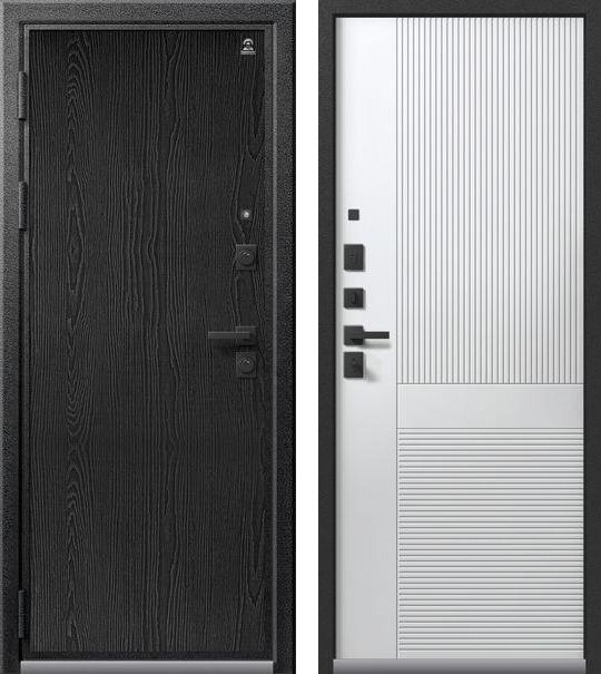 Входная дверь для квартиры Люкс-8 Серый муар+распил графит + Кашемир белый (860х2050, лев.)