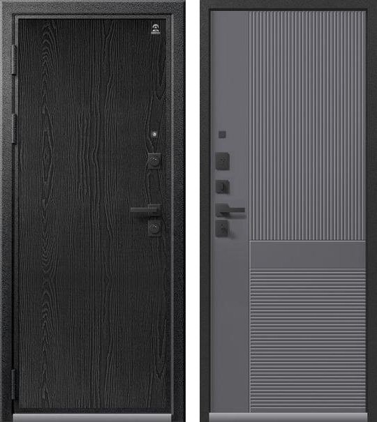 Входная дверь Люкс-8 Серый муар+распил графит + Кашемир графит