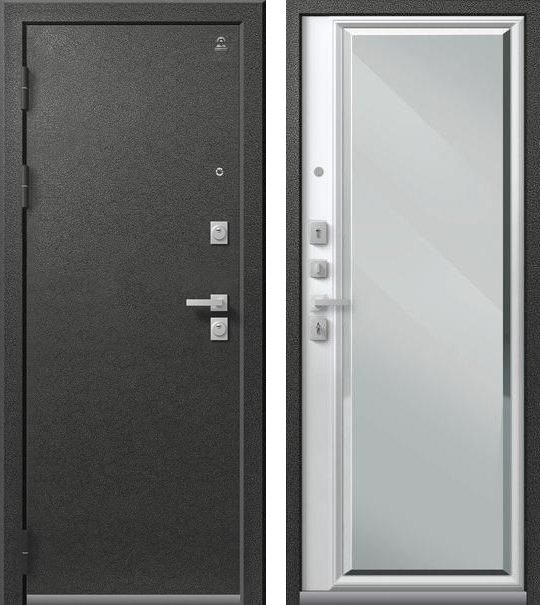 Входная дверь Люкс-1 Графит муар + Кашемир белый