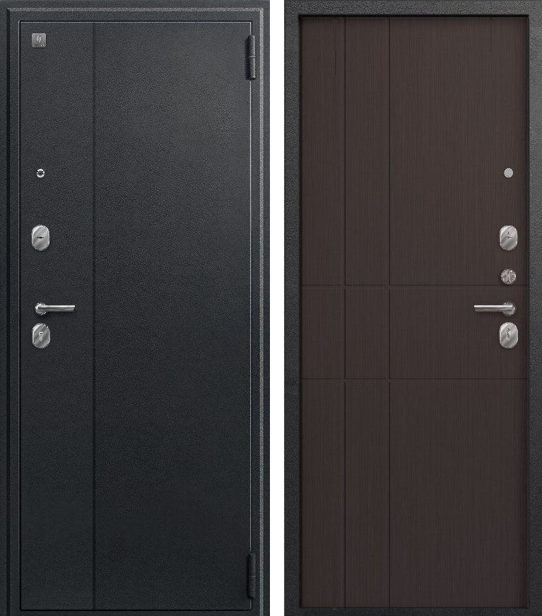 Входная дверь для квартиры A-02 (2026) Черный сатин + Лиственница темная (860х2050, прав.)