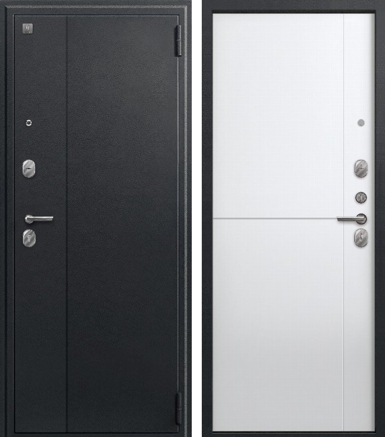 Входная дверь для квартиры A-05 (2026) Черный сатин + Кашемир белый (860х2050, прав.)