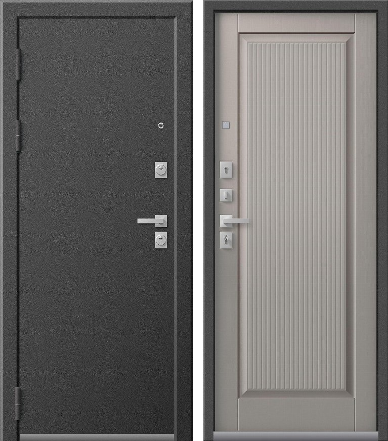 Входная дверь для квартиры Люкс-7 Пепельный муар + Кашемир грей (860х2050, лев.)