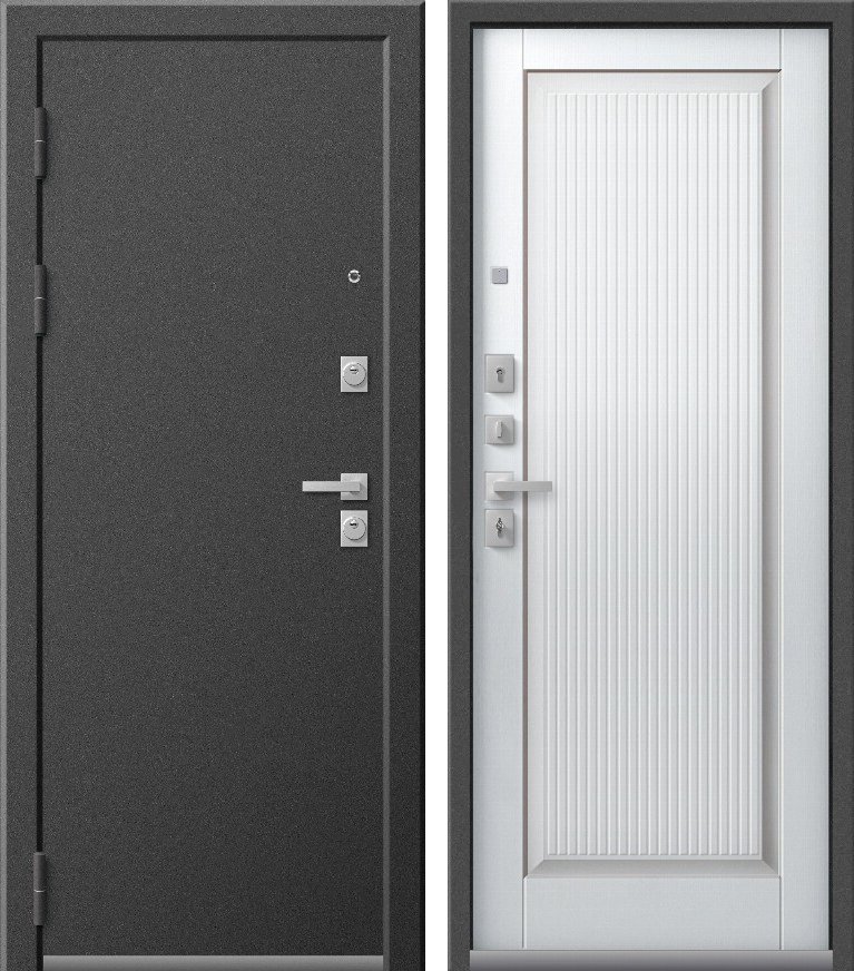 Входная дверь Люкс-7 Пепельный муар + Кашемир белый