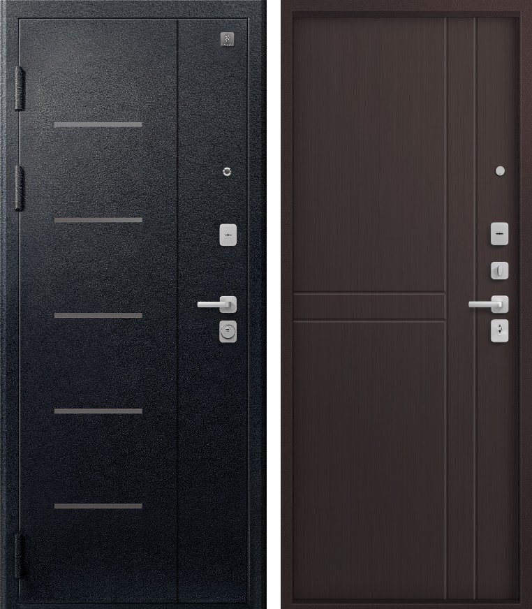 Входная дверь для квартиры В-06 (2026) Черный муар + Темная лиственница (860х2050, лев.)