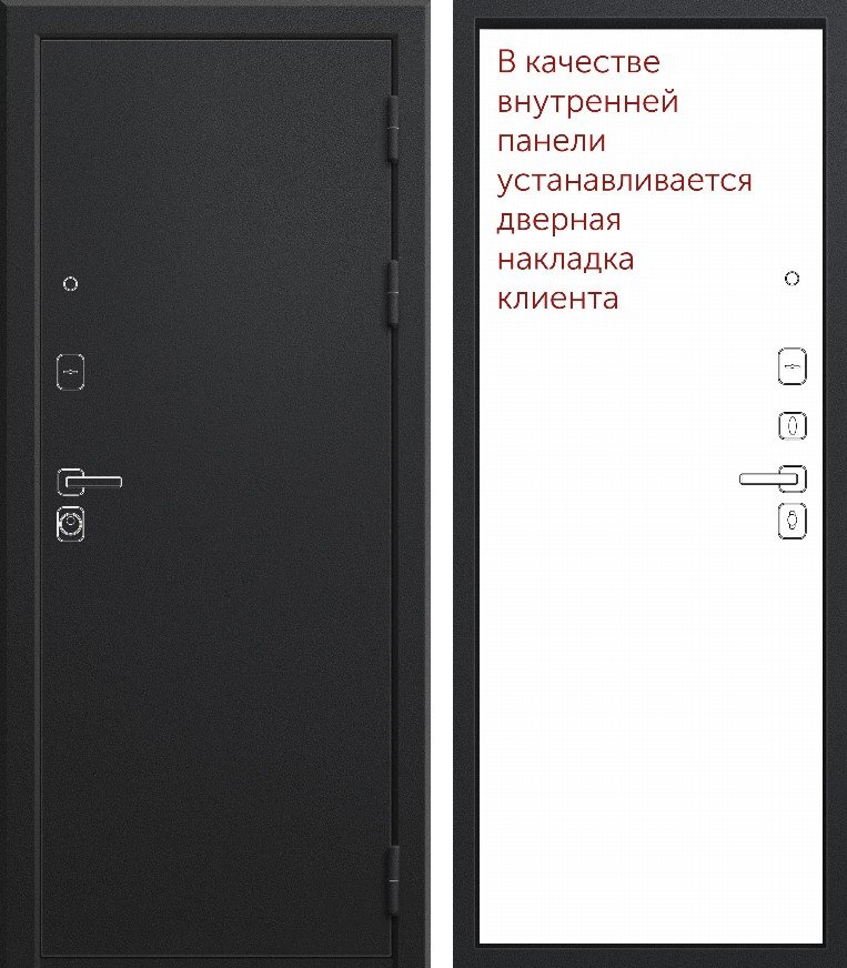 Входная дверь для квартиры M-11 (2026) Черный букле + МДФ щит клиента (860х2050, прав.)