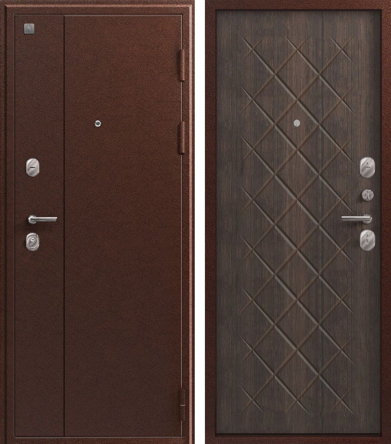 Входная дверь В-02 Медь антик + Венге