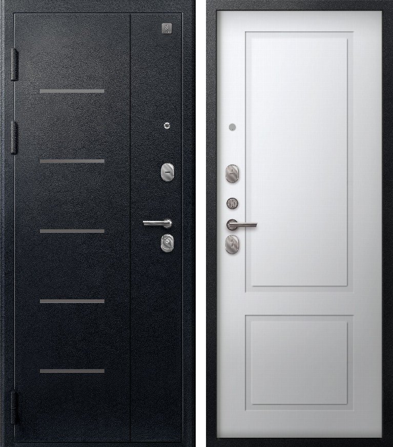 Входная дверь В(V)-03 (2026) Черный муар + Кашемир белый