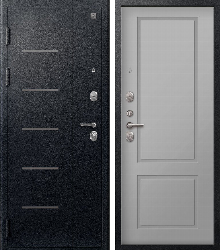 Входная дверь В(V)-03 (2026) Черный муар + Кашемир сильвер
