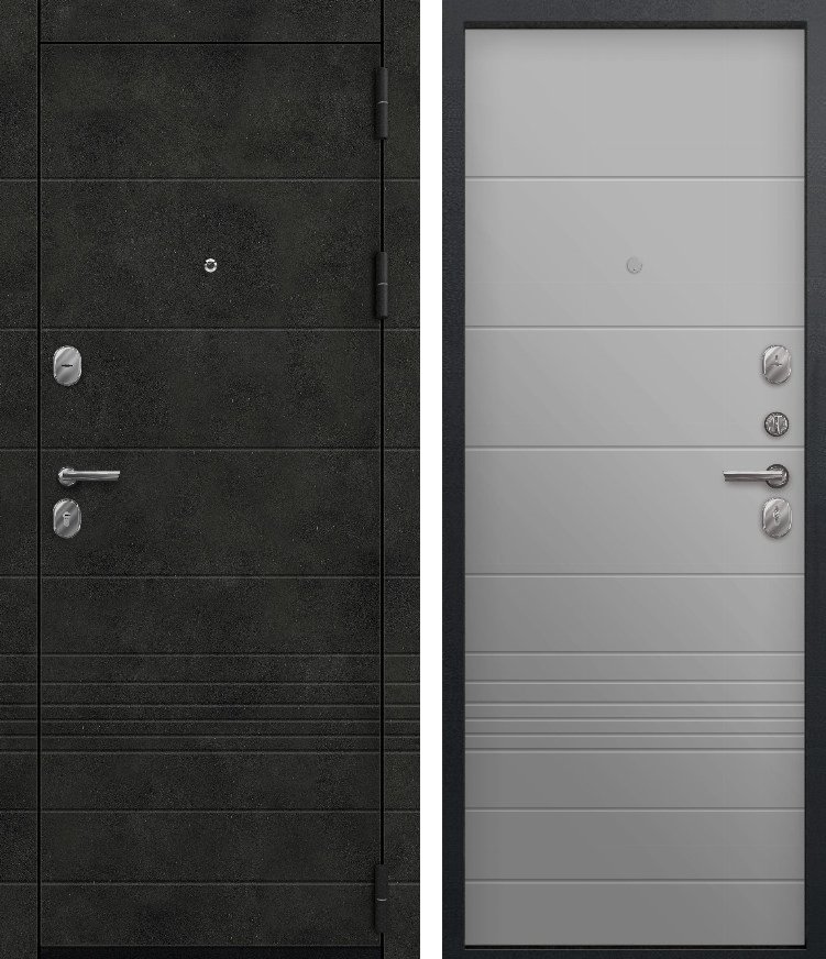 Входная дверь для квартиры O-172 Бетон темный + Кашемир сильвер (860х2050, прав.)