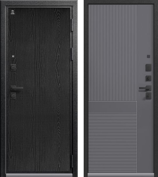 Входная дверь Люкс-8 Серый муар+распил графит + Кашемир графит