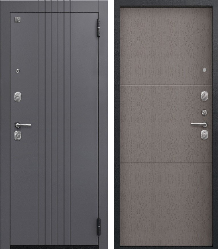 Входная дверь для квартиры A-12 (2026) Черный муар + Кашемир графит + Софт ясень грей (860х2050, прав.)