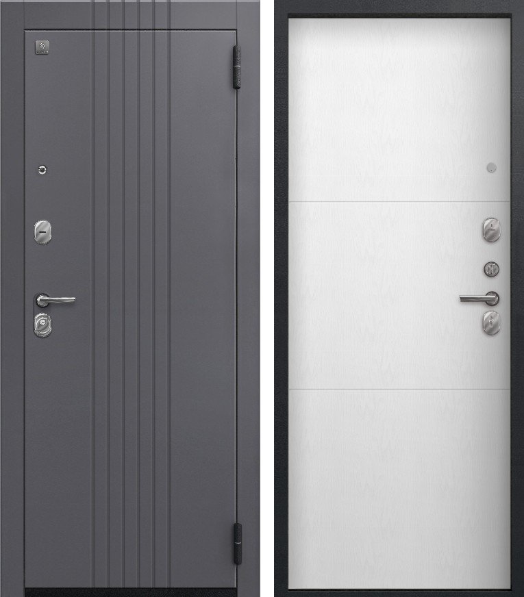 Входная дверь для квартиры A-12 (2026) Черный муар + Кашемир графит + Софт ясень белый (860х2050, прав.)
