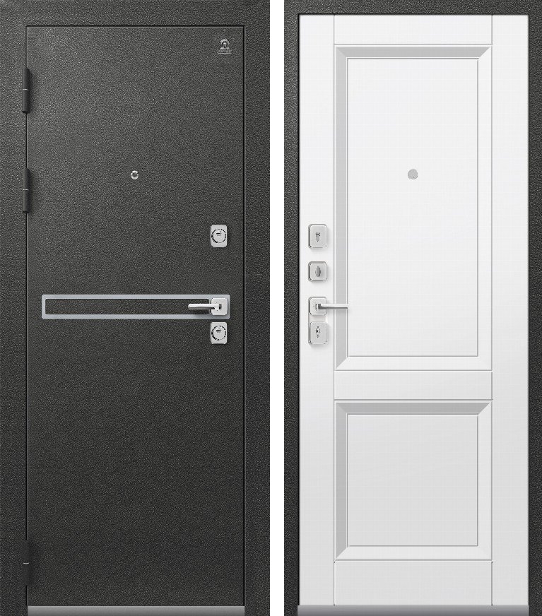 Входная дверь для квартиры Люкс-3 Графит муар + Кашемир белый (860х2050, лев.)