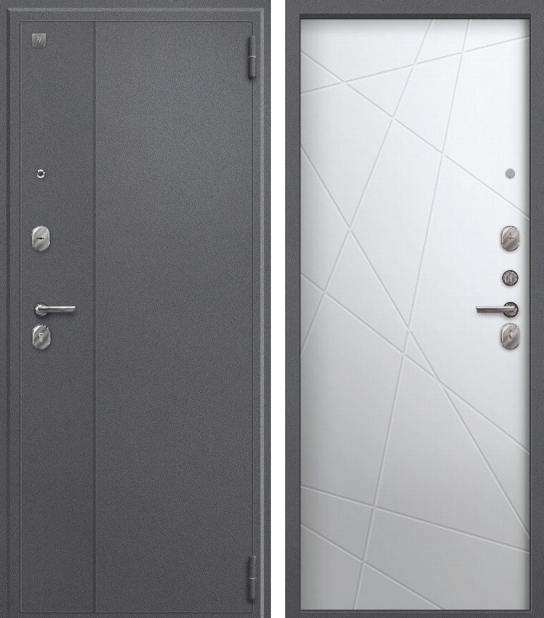 Входная дверь для квартиры A-03 (2026) Серый букле + Кашемир белый (860х2050, прав.)