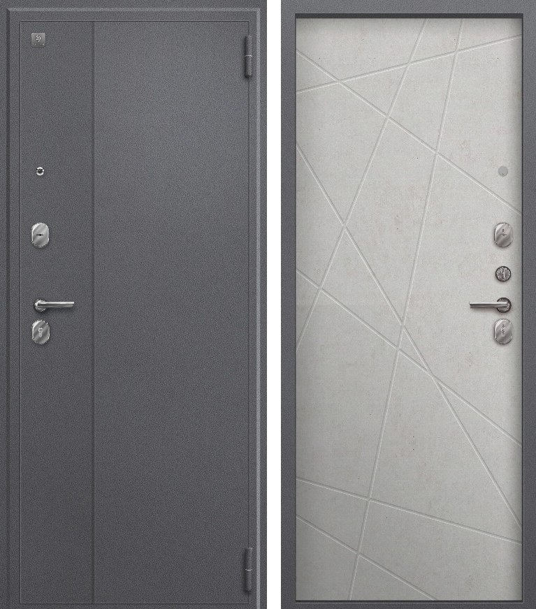 Входная дверь A-03 (2026) Серый букле + Бетон светлый