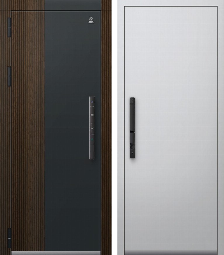 Входная дверь для квартиры С-202 Черный муар+Черный кварц+Ясень Голд + Кашемир белый (860х2050, лев.)