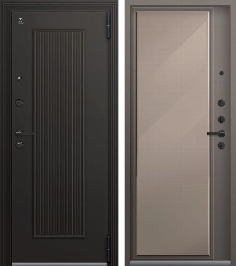 Входная дверь для квартиры Люкс-1 (2026) Черный муар+Черный перламутр + Кашемир базальт (860х2050, прав.)