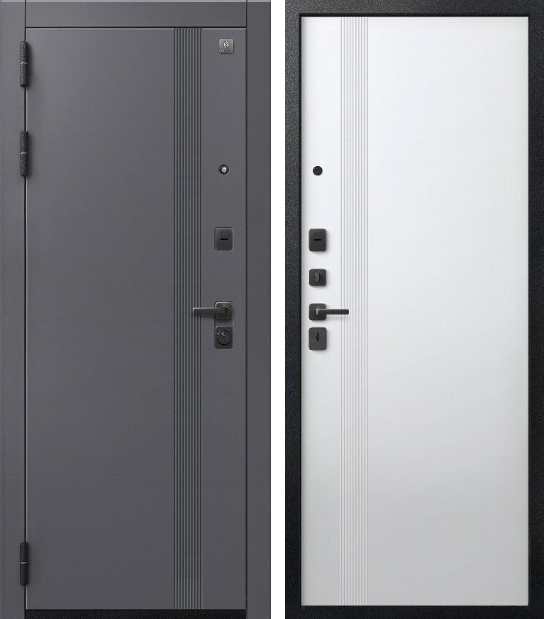 Входная дверь для квартиры В-17 Кашемир графит + Кашемир белый (860х2050, лев.)